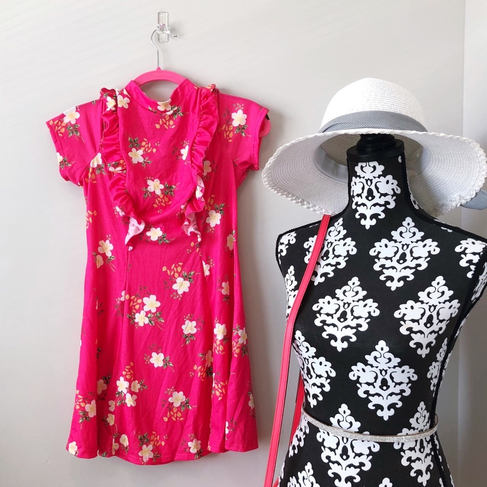 NWT ASOS PETITE Mini Pink Frill Tea Dress